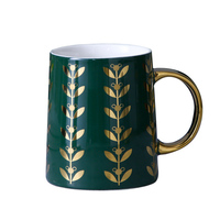 Mug en Porcelaine Dorée Motif Épis de Blé, Style Américain, pour Café, Lait, Thé, Petit-Déjeuner, Cadeau de Bureau, 380ml - Vente en Gros
