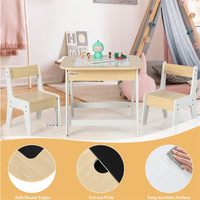 Table d'activités moderne 3 en 1 en bois pour enfants avec tableau noir réversible Ensemble table et chaises pour enfants pour le salon