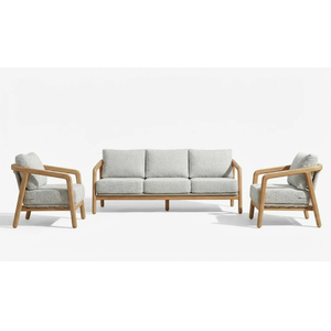 Novo Lançamento <span class=keywords><strong>2026</strong></span>: Conjunto de Sofá para Exterior de 3 Peças com Estrutura em Teca e Alumínio, Corda Trançada, Impermeável – Móveis para Pátio, Varanda de Hotel e Jardim - Product Image 2