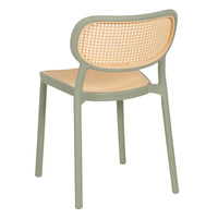 Chaise de café moderne empilable en polypropylène vert style rotin