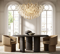 Table à manger ronde en bois massif moderne pour salons de luxe, appartements et entrées