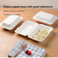 Contenedores de comida de pulpa de bagazo biodegradable, fiambrera desechable, caja de comida, embalaje para llevar, contenedores de comida, caja de hamburguesas