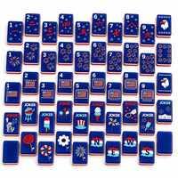 Jeu de Mahjong Américain Personnalisé de Luxe Moderne Bleu Patriotique en Acrylique Gravé, 160 Pièces, Tapis, Supports, Portable, Écologique, Cadeaux