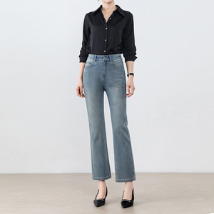 2026 New Micro Flared Pants for Women, High Waisted and Slimming, <b>Elastic</b> Small Flared Cropped <b>Jeans</b> - Product Image 1