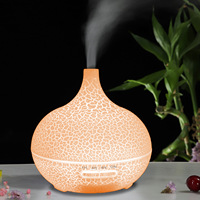 Diffuseur d'huiles essentielles ultrasonique rétro en forme de gourde, humidificateur à lumière nocturne sept couleurs pour usage domestique, fonctions d'aromathérapie