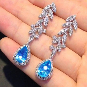 Orecchini a Goccia Blu Acqua per Donne, Forma a Pera, Accessori per Orecchie da Indossare Quotidianamente - Product Image 2