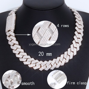 Collier en moissanite 20 mm, bijoux hip-hop, bracelet en argent sterling S925, hommes femmes, chaîne cubaine glacée VVS - Product Image 3