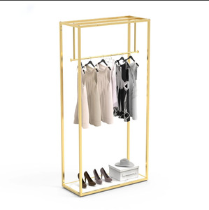 Estante de exhibición de ropa personalizado, estante de exhibición dorado de pie, zapatos de vestir, camisetas, estantes de ropa para tiendas minoristas - Product Image 2