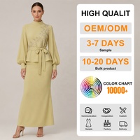 Personnalisation de la marque élégante femmes Abaya robe costume dubaï moyen-orient à lacets taille conception Style décontracté Satin robe costume