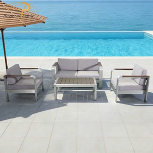 <span class=keywords><strong>Meubles</strong></span> de patio de luxe imperméables, 4 pièces, ensemble de canapés de jardin en aluminium moderne pour l'extérieur - Product Image 4