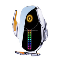 Soporte de Carga Inalámbrico para Auto con Sujeción Automática Inteligente, Luz Ambiental LED con Ritmo Musical y Sensor Inteligente Motorizado