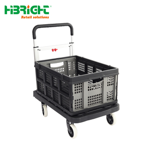 Chariot de courses pliable à deux niveaux, chariot intelligent multifonctionnel avec panier amovible et roues pivotantes silencieuses - Product Image 5