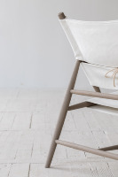 Fauteuil d'appoint Wabi-sabi authentique, style contemporain du milieu du siècle, en toile naturelle Oka, en bois, pour les vacances, détente et loisirs