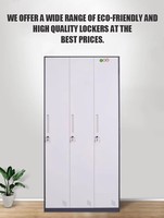Casiers vestiaires à 3 portes pour salle de sport, école, bureau, avec serrure à clé