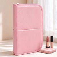 Étui à pinceaux de maquillage pliable et étanche en cuir végétalien avec plusieurs fentes élastiques pour voyage, vanité, cadeau de demoiselle d'honneur