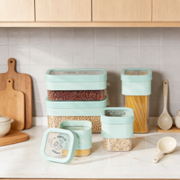 Pot de conservation alimentaire hermétique Longstar PP, écologique, avec couvercle en silicone amovible, sans BPA, empilable, résistant à l'humidité, conçu pour le congélateur, pour la cuisine