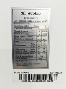 Aires Acondicionados Split de Pared con Ahorro de Energía, Solo Frío, 220v 60hz R410A 18000BTU 18SEER, Unidad de Aire Acondicionado Ecológica para el Hogar - Product Image 4