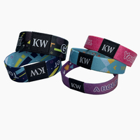 Bracelets promotionnels personnalisés en polyester extensible, imprimés par transfert thermique, imitation tissée antique, avec logo sur mesure