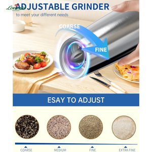 Operación automática Molino eléctrico de gravedad de acero inoxidable Juego de molinillo de pimienta y sal Alimentado por batería con luz LED - Product Image 3