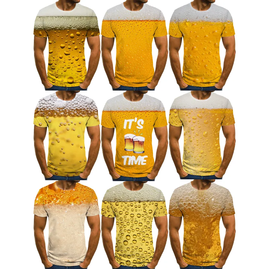 2022 3D Gedrukt Shirt Voor Mannen Het Bier Tijd Street Style 3D Afdrukken Shirt Van Mannen Casual Ronde Hals shirt Tops XXS-XXXXL