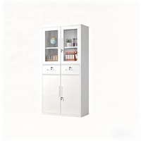 Armoire de rangement moderne en acier pour documents, avec portes vitrées solides et tiroirs verrouillables, pour usage domestique, bureau ou scolaire, achat en gros