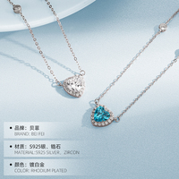 925 argent bleu zircon clavicule collier pendentif coeur pour collier femmes fabrication de bijoux