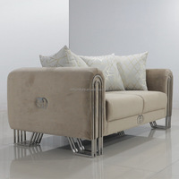 Canapé de salon de luxe en acier inoxydable pour 2-3 personnes, canapé en velours pour hôtel et maison
