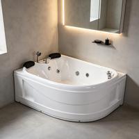 Baignoire d'angle à remous en acrylique Raison avec robinet mitigeur, drain et trop-plein, baignoire SPA d'angle pour 2 personnes pour salle de bain d'hôtel