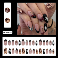 Autocollants d'ongles réutilisables en acrylique écologiques, motif fleur de cerisier, style chic français ondulé, couverture complète, détachables, 30 pièces - Nouveauté été, vente flash