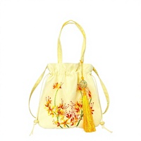 Sac fourre-tout brodé de style chinois, accessoire vintage Hanfu, sac à main à bandoulière brodé floral Su pour femmes