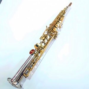 Tubo <span class=keywords><strong>de</strong></span> una pieza <span class=keywords><strong>de</strong></span> plata <span class=keywords><strong>de</strong></span> níquel, <span class=keywords><strong>Saxofón</strong></span> Soprano afinado en Bb, superficie chapada en plata, llaves doradas con accesorios <span class=keywords><strong>de</strong></span> correa - Product Image 3