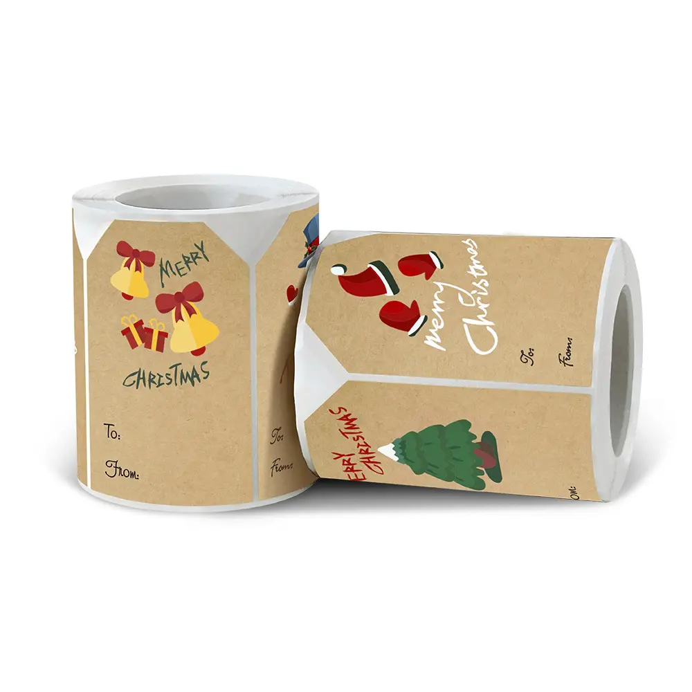 Stiker label hadiah Natal vinil lucu dekorasi label mini berperekat DIY untuk paket hadiah liburan