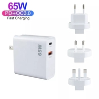 OEM ODM Logo Prise Universelle Double Port USB Type C QC3.0 Chargeur Multi Mur AC PD Gan 65W Chargeur pour Ordinateur Portable