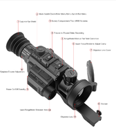 Lunette thermique Hikmicro avec télémètre laser pour la chasse, optique thermique haute sensibilité, résolution 384/640, portée 2,6x 1000m