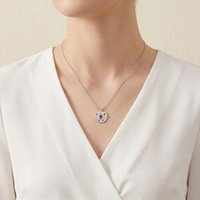 Collier pendentif pomme raffiné avec zircon cœur pour femme, en argent sterling 925, bijoux de mode personnalisés pour Noël et l'hiver, vente en gros