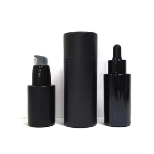 Flat Shoulder Empty Facial Oil & Eye Drop Cosmetic Packaging Glass 1oz Serum Pump <b>Bottle</b> 30ml with Custom Color Paper Tube <b>Box</b> - Product Image 1