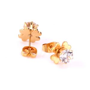 <b>Fashion</b> Wholesale Stainless Steel 18k Gold Jewelry Flower Zircon <b>Stud</b> <b>Earrings</b> - Product Image 5