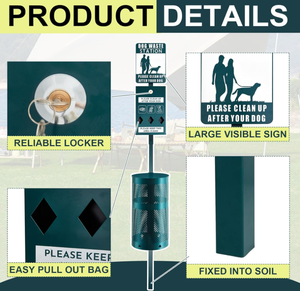 Estación de Desechos para Perros al Aire Libre, Contenedor de Basura para Excrementos, Compostador Séptico, Dispensador de Bolsas para Animales para Jardín y Parque - Product Image 3