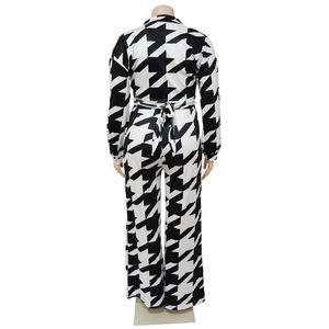 L-4XL V-neck Printing Two Piece Plus Size Ladies Outfits Plus Size Autumn Woman Long Sleeve 2 Piece Set untuk Pakaian Wanita - Product Image 5