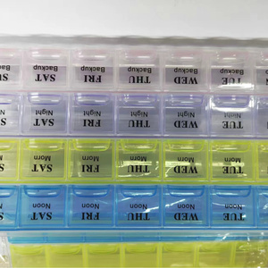 Wholesale Stock Plastic Product Color 7 Day Pill Organizer <b>Small</b> 28 <b>Cases</b> Weekly Boxes - Product Image 2