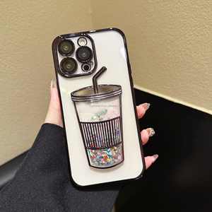 Funda para Teléfono con Diseño de Taza de Té con Leche, Purpurina Líquida, Arena Movediza, Icono Lindo para iPhone 15 14 13 Pro Max - Product Image 3