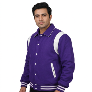 เสื้อแจ็คเก็ตเบสบอลแบบ Varsity  ถักจากผ้าฝ้าย 100% สไตล์แฟชั่นใหม่สำหรับผู้ชาย ระบายอากาศได้ดี มีไซส์พลัส  เหมาะสำหรับฤดูหนาว - Product Image 1