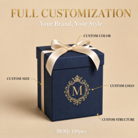 Boîte cadeau rigide magnétique de luxe personnalisée avec ruban, boîte cadeau en papier avec estampage à chaud pour emballage cosmétique et de mariage
