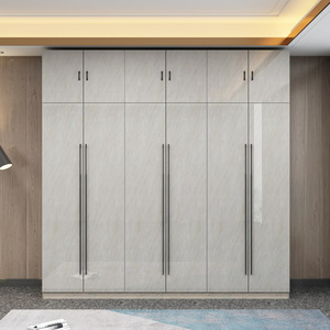 Armario minimalista de 3 o 4 puertas con paneles abatibles, armario de almacenamiento nórdico moderno para dormitorio, armario de gran capacidad - Product Image 1