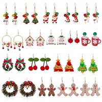 Nouvelles Boucles d'oreilles créatives et tendance en alliage plaqué or, motif arbre de Noël et herbe, style goutte d'huile, transfrontalières Europe-Amérique