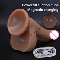 Chiyuan L--410 Ferngesteuerter Silikon-Soft-Dildo mit Saugnapf Braun/Schwarz Heizender Vibrator für Frauen