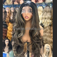 Perruque Lace Front Body Wave 32 pouces 13x4 Transparente Sans Colle Base Soie Ligne de Cheveux Naturelle Résistante à la Chaleur Synthétique