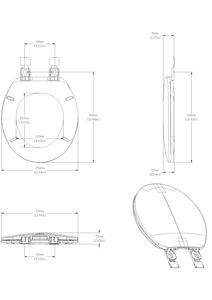 Asiento de inodoro redondo delantero con <span class=keywords><strong>cierre</strong></span> de plástico, bisagras regulares, bisagras ajustables de servicio pesado, cuenco de 17 ''disponible - Product Image 4
