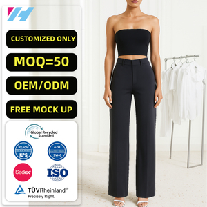 <span class=keywords><strong>Pantaloni</strong></span> <span class=keywords><strong>Eleganti</strong></span> da Donna a Vita Alta e Gamba Dritta, Personalizzabili e alla Moda - Product Image 1