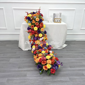 DKB Usine de Fleurs Artificielles Fleurs de Mariage Décoration Artificielle Orange Jaune et Violet Fleur Allée Coureur - Product Image 1